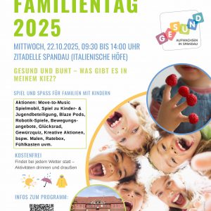 Poster zum "Spandauer Familientag 2025" am 22. Oktober 2025 in der Zitadelle Spandau.