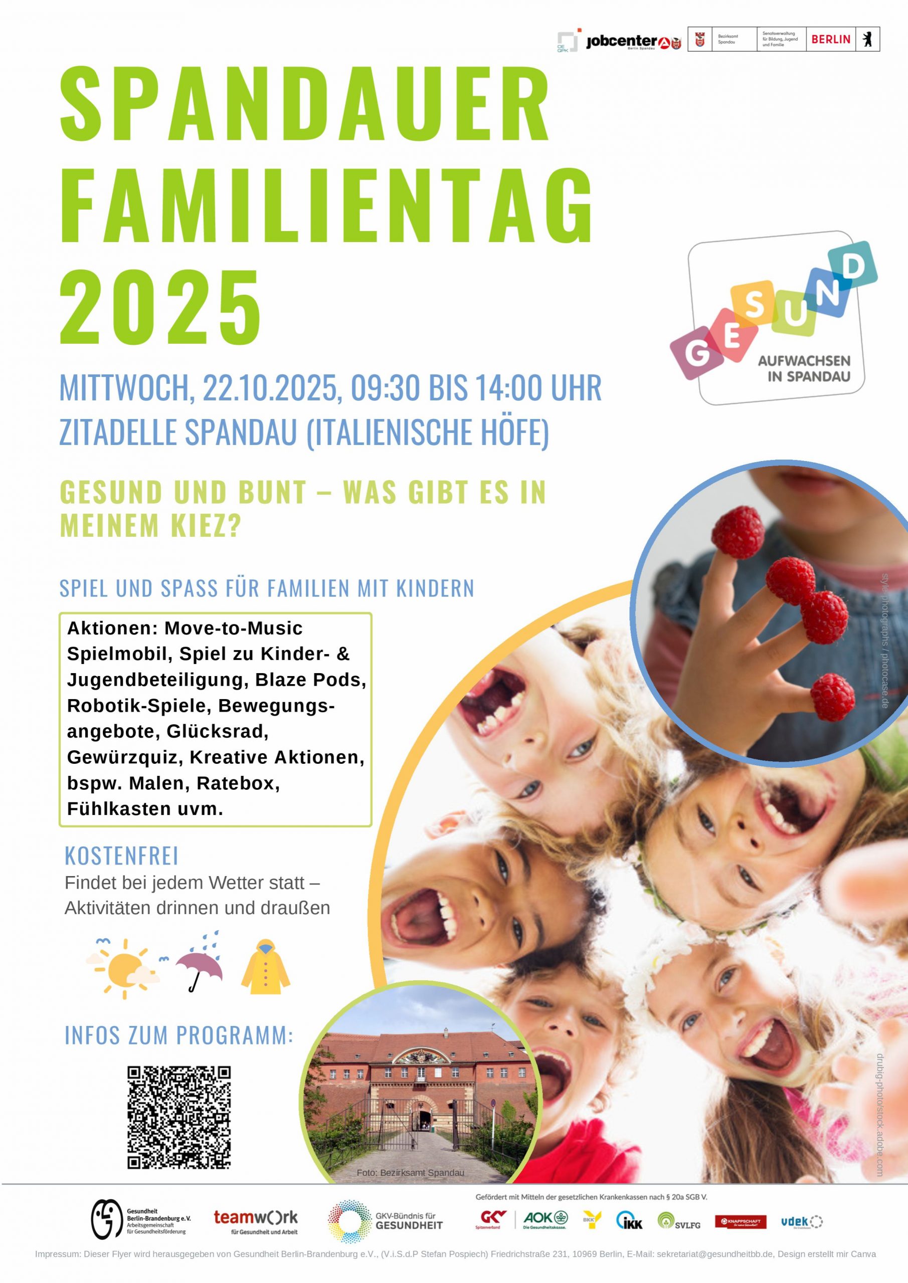Poster zum "Spandauer Familientag 2025" am 22. Oktober 2025 in der Zitadelle Spandau.