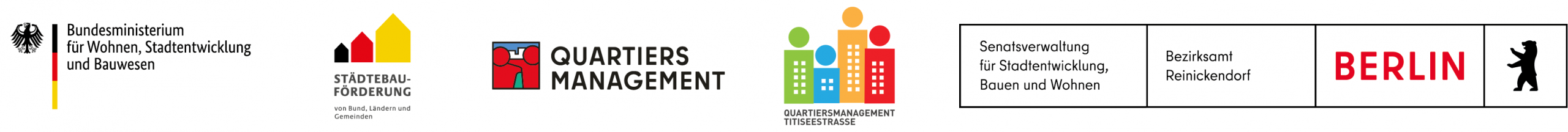 Logos aller Förderer des Projekts „Prima Klima in der Rollbergesiedlung“.