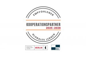 Stempel zum Kooperationspartner der Empfehlungsliste "Globales Lernen" für das Schuljahr 2025/2026