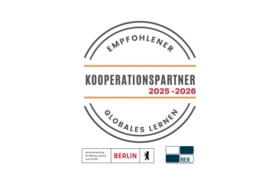 Stempel zum Kooperationspartner der Empfehlungsliste "Globales Lernen" für das Schuljahr 2025/2026